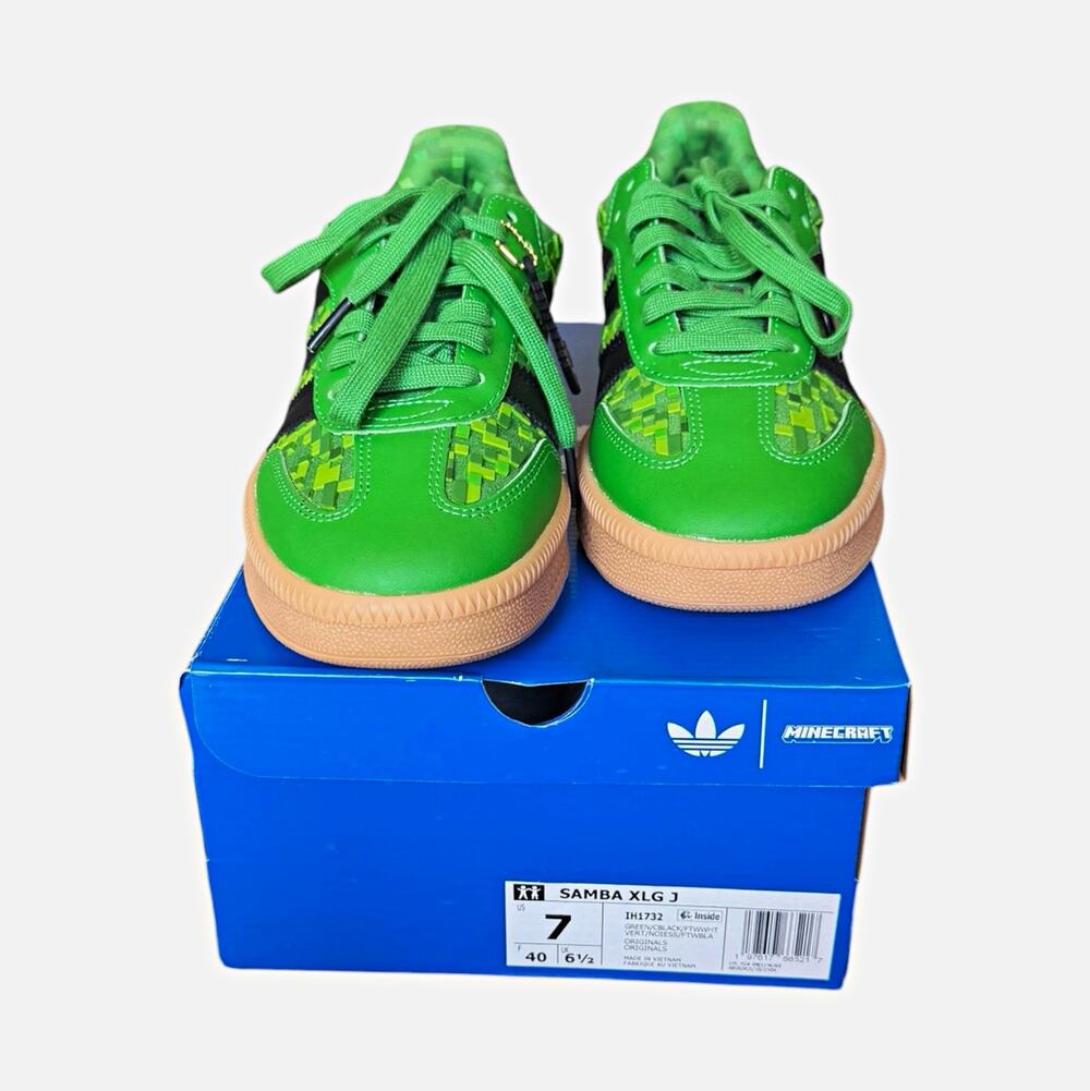 Adidas Minecraft Samba XLG J Big Kids Green Black Gum Sneakers US 7 IH1732 NIB
